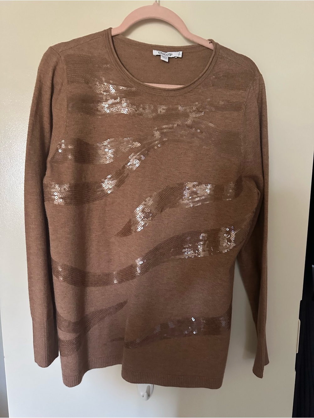 Chico's Scoop Neck Top in Light Brown